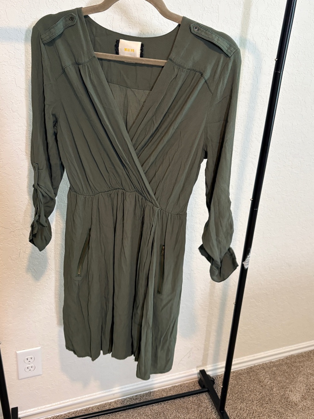 Maeve by Anthropology Olive Green  Women's Dress